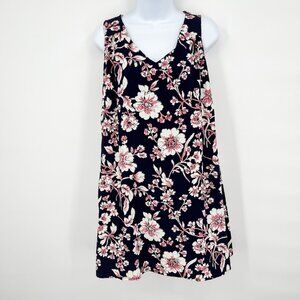 How Very Loved Floral Print Open Back Swing Tunic Mini Dress Sleeveless Small